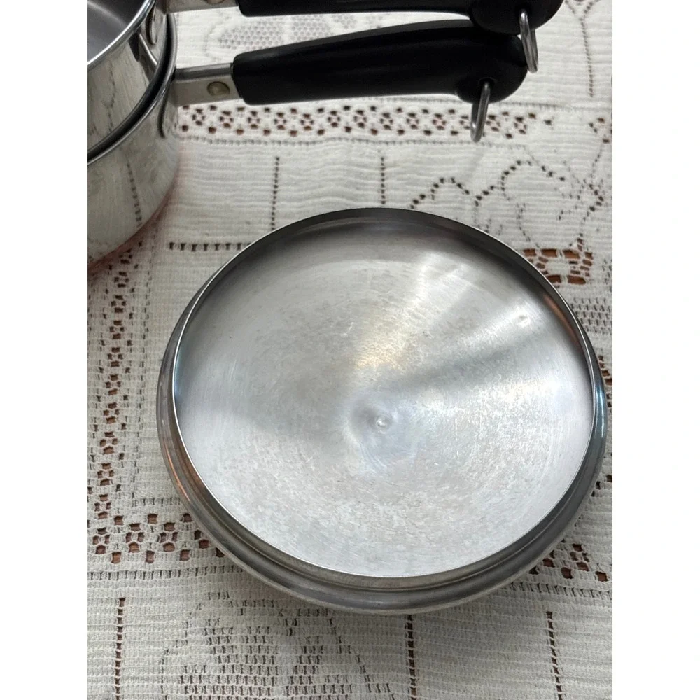 Vintage Revere Ware 1 Qt Double Boiler Copper Clad Stainless Steel 3 Piece Set